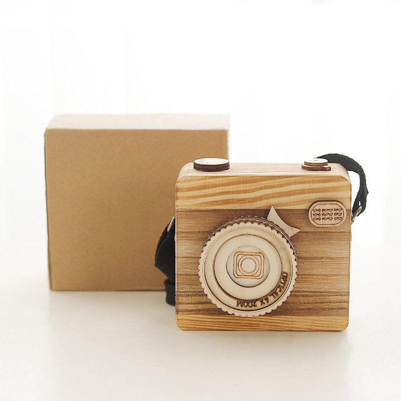 Akasztható Kamerás Zenedoboz Kreatív Kézzel Készített Fából Készült Óramű Tökéletes Ajándék