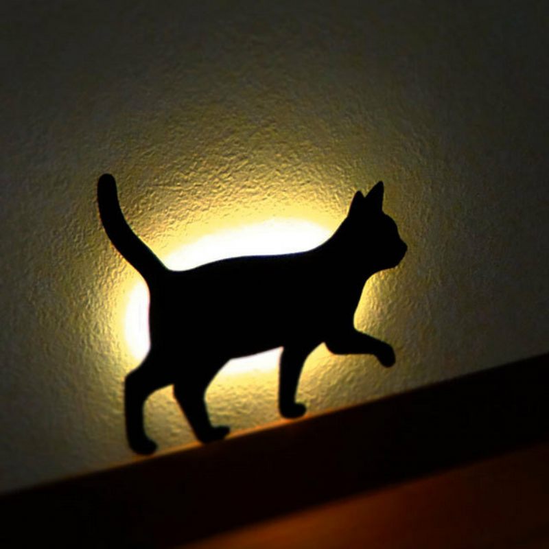 Aranyos Macska Akril Fali Lámpa Hangvezérlő Led Éjszakai Fény Nappali