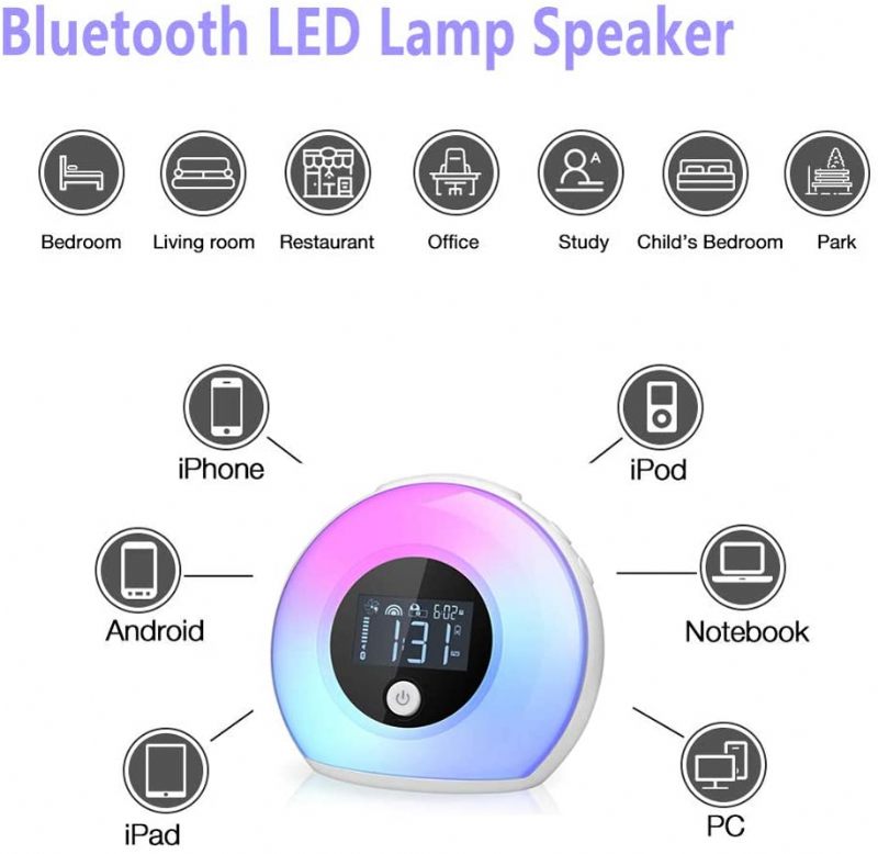 Bluetooth Szabályozható Meleg Fény És Színes Asztali Lámpa Ébresztőóra Zenelejátszó
