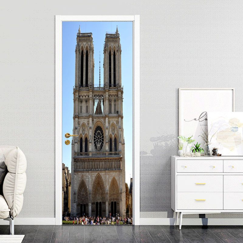 Dekoratív Matricák Az Ajtón Gyönyörű Párizsi Épület 2 Készlet 3d Fali Kreatív Pvc Eltávolítható