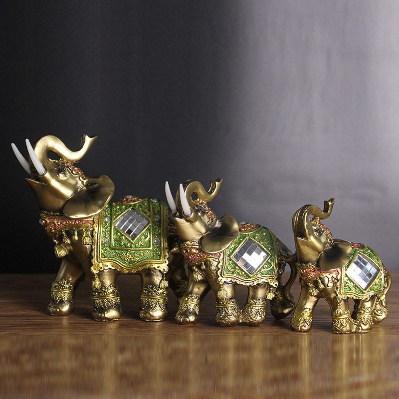 Elegáns Elefánt Figura Csomagtartóval Felfelé Szobor Kézműves Díszek Otthoni Irodai Asztali Dekoráció Ajándék