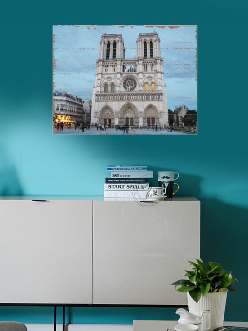 Falemez Dekorációs Festmény Párizs Épület Falra Akasztó Festménye Otthoni Dekorációhoz