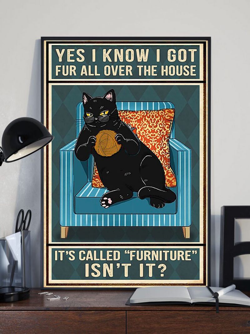 Fekete Macska És Betűmintás Vászonfestés Keret Nélküli Fali Művészet Vászon Nappali Lakberendezés