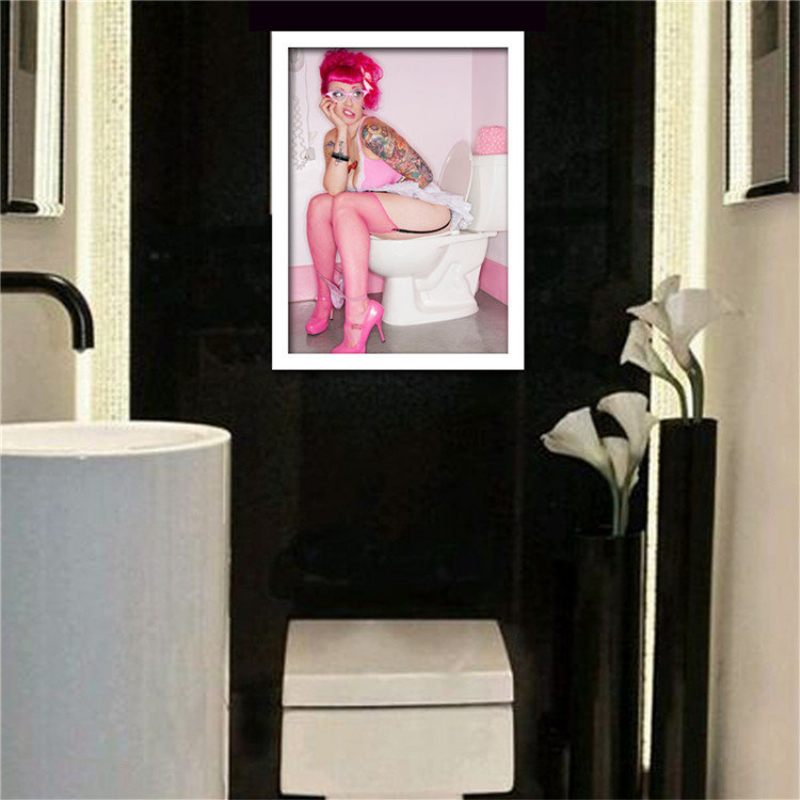 Fürdőszoba Harisnya Viselet Lány Art Festmény Keret Nélküli Fal Lakberendezés