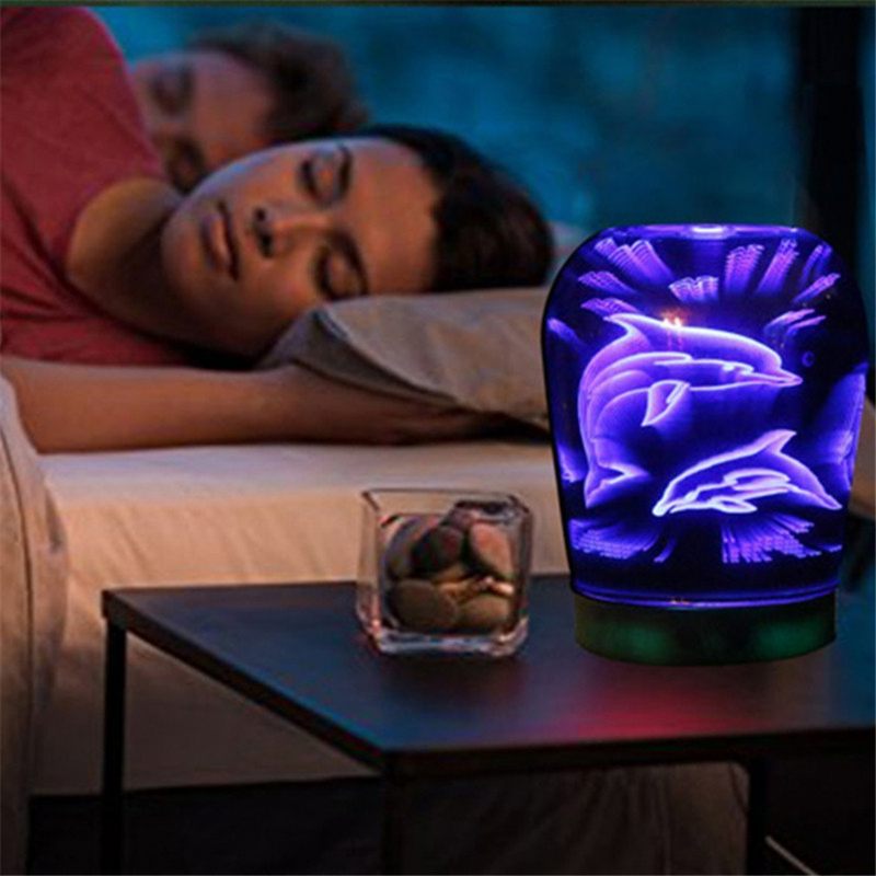 Gyertyatartó Csésze Dolphin 3d Párásító Aromaterápiás Lámpa Diffúzor Színváltó Éjszakai Fény