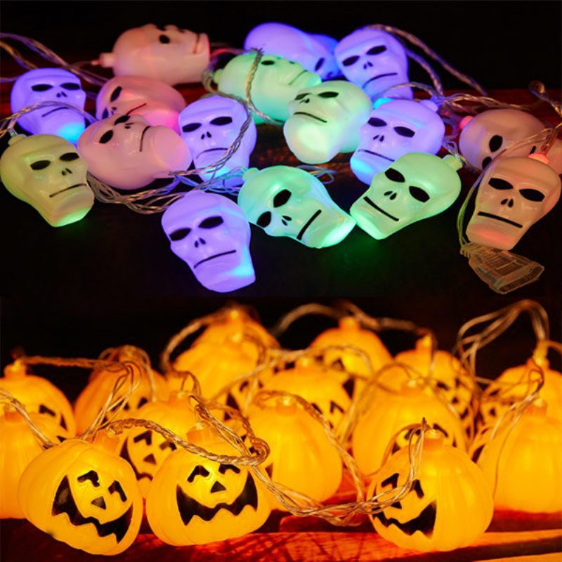Halloween Ghost Pumpkin Színes Fénysorok Kert Udvar Haunted House Bar Ünnepi Dekoráció