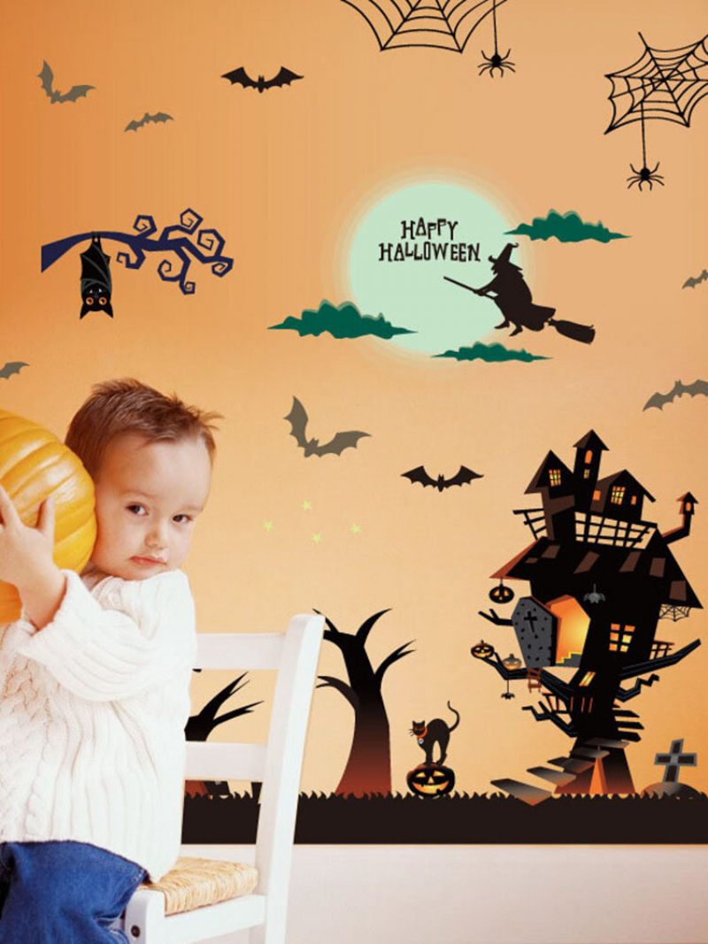 Halloween Kísértetház Kastély Boszorkányfalmatrica Bár Ktv Fesztivál Dekoráció Nagykereskedelmi Pvc Matrica