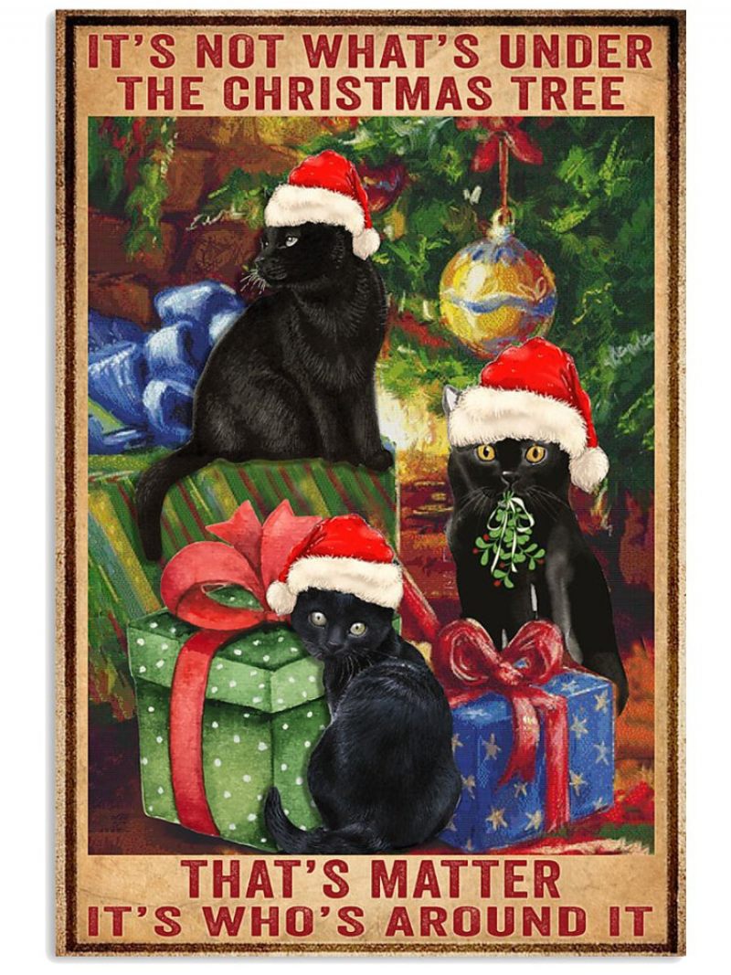 Karácsonyi Macskák Vászonfestés Keret Nélküli Fali Művészet Vászon Nappali Lakberendezés