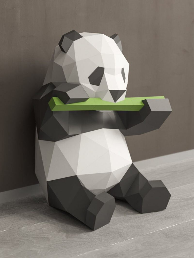 Kézzel Készített Barkácsolt Panda Evő Bambusz 3d-s Papírmodell Otthoni Dekoráció Nappali Irodai Barkácspapír Kézműves Modell Rejtvények Oktatási Gyerekeknek Játék Ajándék