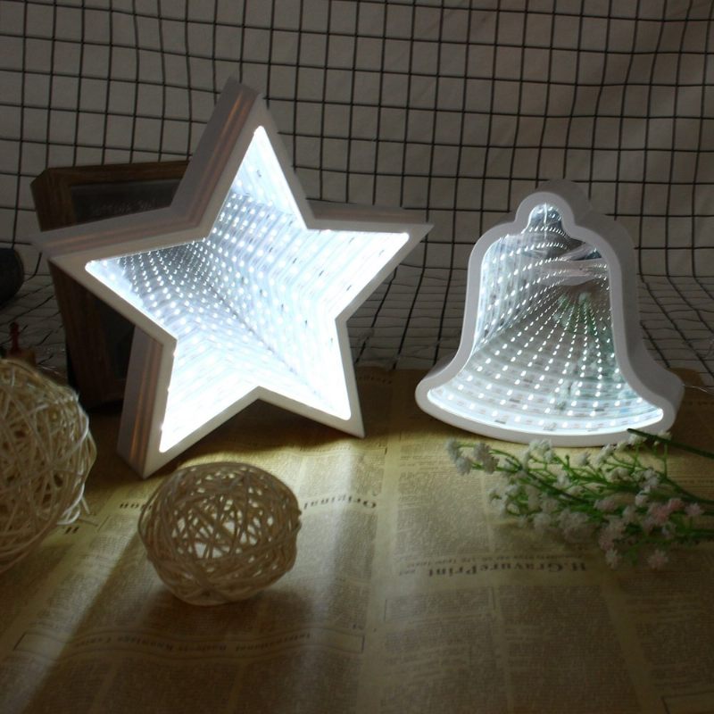 Kreatív Aranyos Csillag Tükör Lámpa Led Alagút Éjszakai Fény Gyerekeknek Ajándék Hangulatos Fehér/meleg Fehér