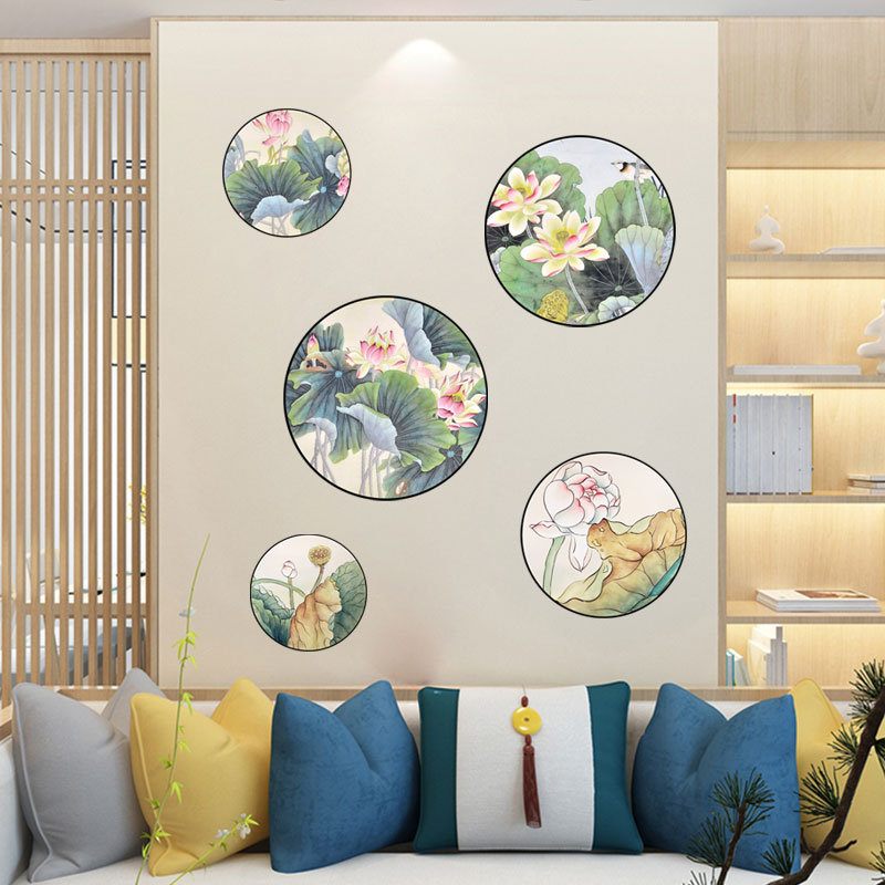 Miico 2pcs Lotus Painting Matrica Otthoni Dolgozószoba Dekorációs Fali Kombinációs Matricák