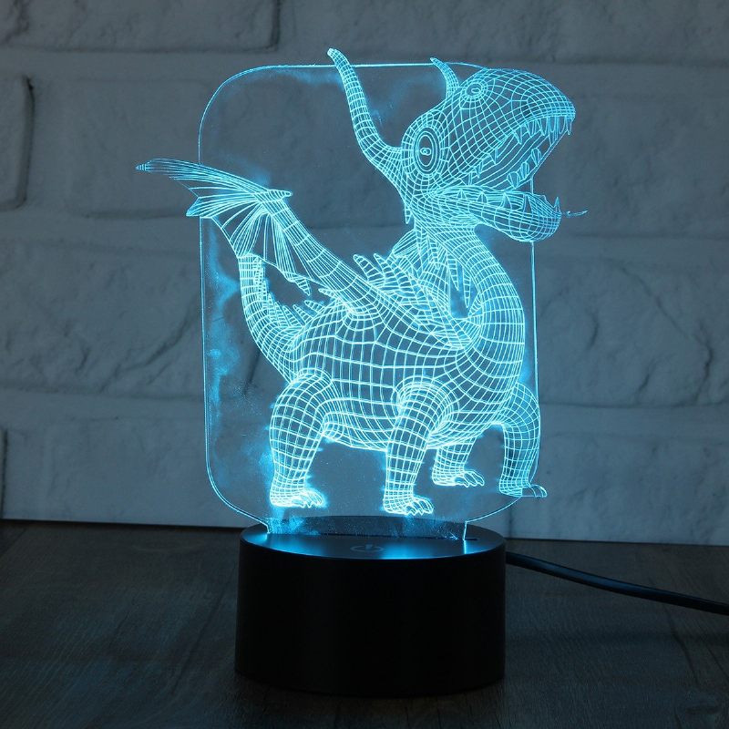 Pterosauria 3d Led Illúzió Éjszakai Fény 7 Színváltoztatás Érintőkapcsoló Asztali Lámpa