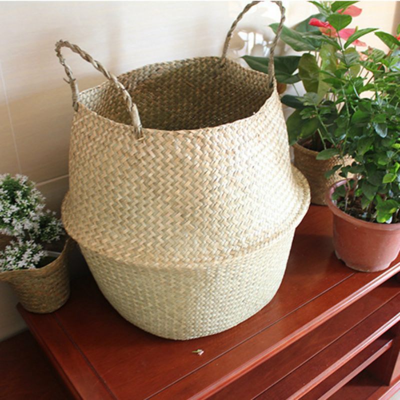 Seagrass Belly Basket Tároló Mosoda Home Panier Boule Natural Sea Grass