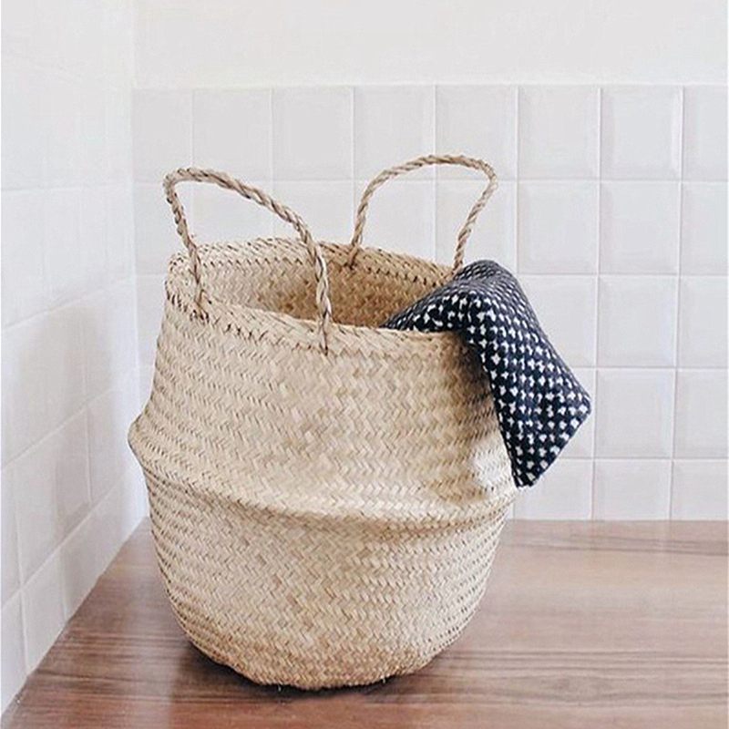 Seagrass Belly Basket Tároló Mosoda Home Panier Boule Natural Sea Grass