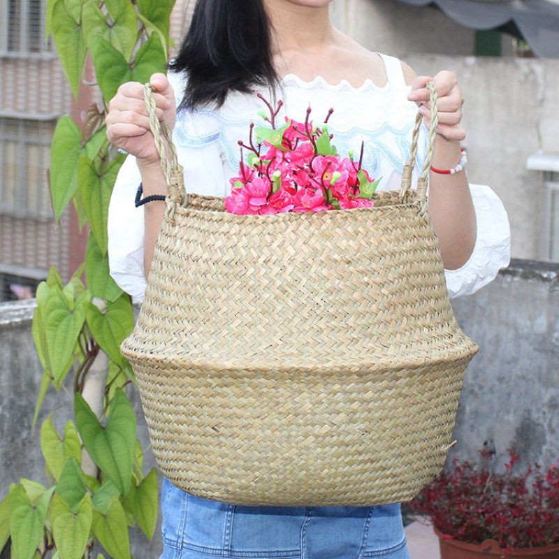 Seagrass Belly Basket Tároló Mosoda Home Panier Boule Natural Sea Grass