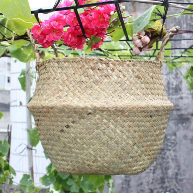 Seagrass Belly Basket Tároló Mosoda Home Panier Boule Natural Sea Grass