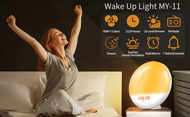 Smart Wake Up Light Work Sunrise Digitális Ébresztőóra Naplemente Szimulációval Természetes Hangokkal És Ébresztőkkel