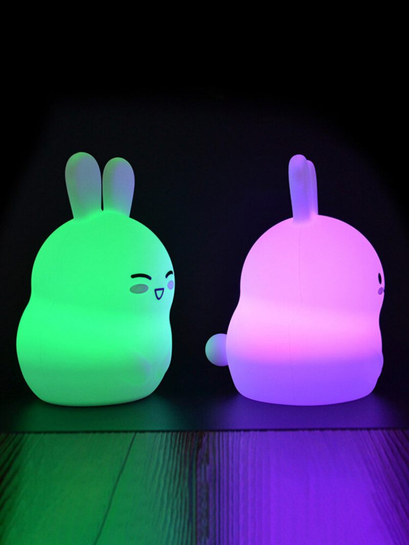 Újratölthető Rabbit Szilikon Éjszakai Fényérzékeny Csap/távirányítós Éjjeli Lámpa Otthoni Dekoráció