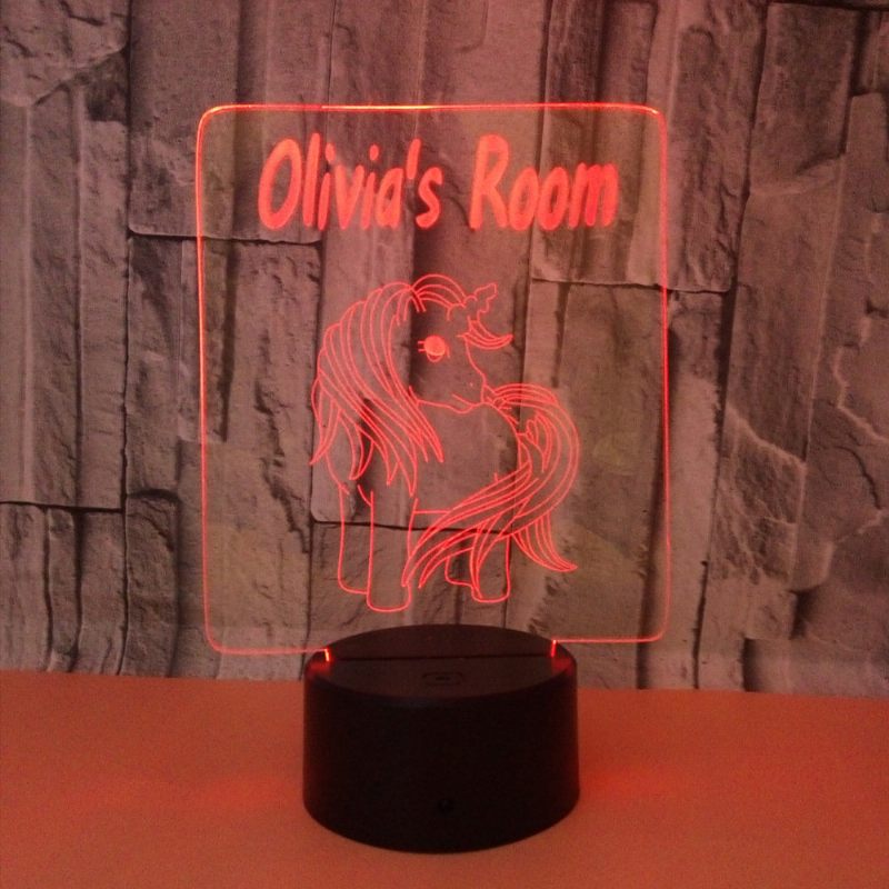 Unicorn 3d Akril Lámpa Usb 7 Színben Váltó Led Illúziós Érintőkapcsoló Éjszakai Fény Asztali Ajándék
