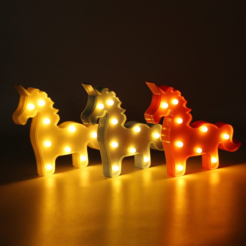Unicorn Led Éjszakai Lámpa Akkumulátoros Baba Gyerekek Hálószoba Nappali Lakberendezés