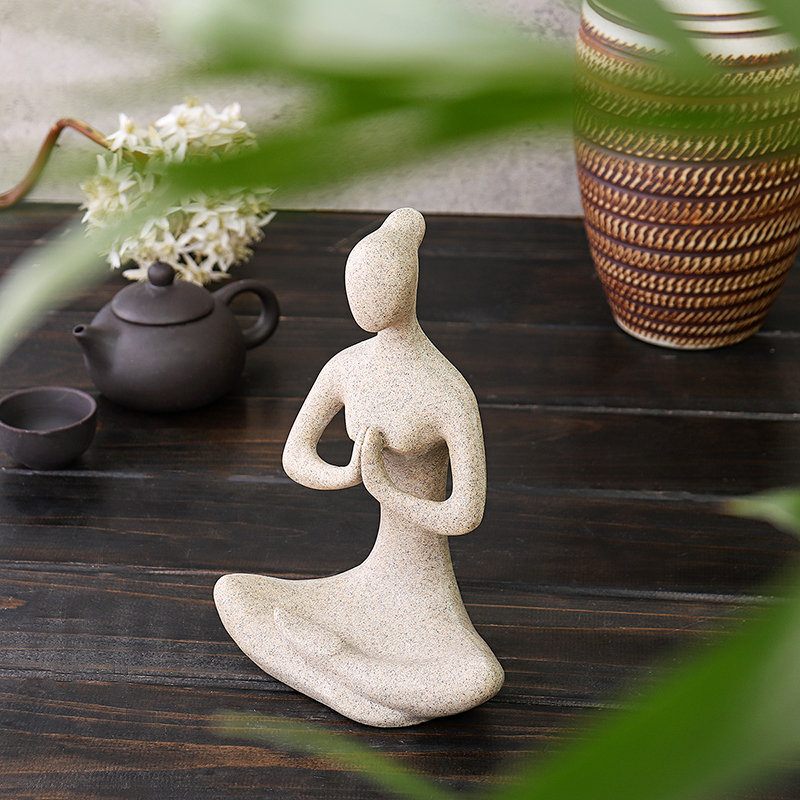 Yoga Lady Dísz Figura Otthon Beltéri Kültéri Kert Buddha Szobor Íróasztal Dekoráció