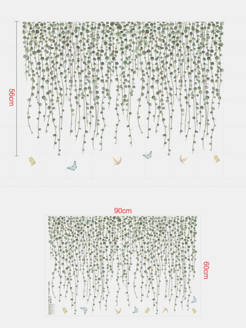 Zöld Ágak És Pillangó Minta Öntapadó Hálószoba Nappali Matrica Fali Művészet Lakberendezés