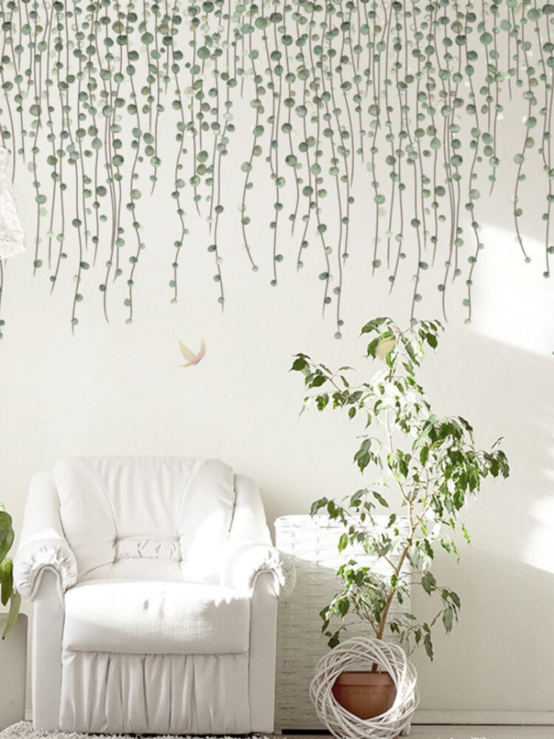 Zöld Ágak És Pillangó Minta Öntapadó Hálószoba Nappali Matrica Fali Művészet Lakberendezés