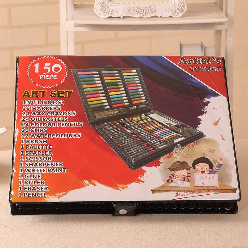 150db Gyermek Iskolai Színes Ceruza Készlet Rajz Festőeszköz Zsírkréta Akvarell Ajándékdoboz Csomag