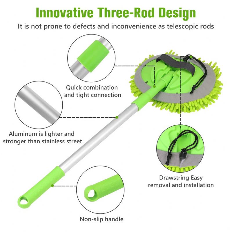 2 Az 1-ben Zsenília Mikroszálas Autómosó Kefe Felmosó Kesztyű 45 Hüvelyk Os Alumíniumötvözetből Készült Hosszú Nyelű Autótisztító Készlet Porszívó Nem Sért Festék Karcmentes Tisztítóeszköz Porgyűjtő Kellék Kamionmosáshoz