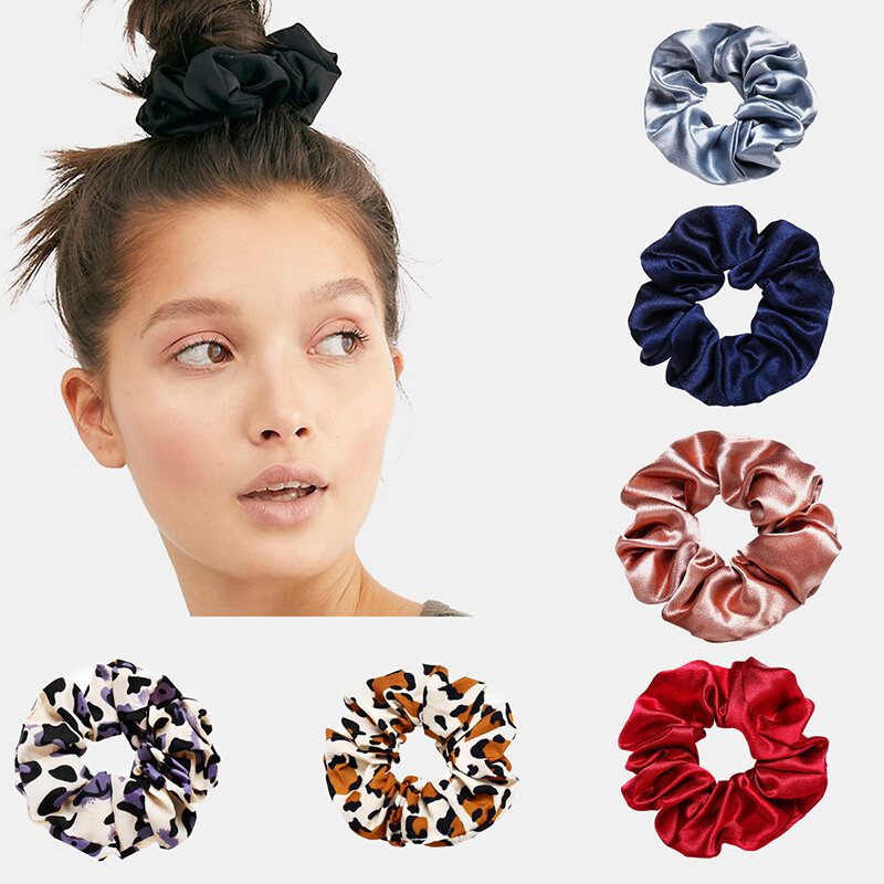 Hair Scrunchie Bársony Elasztikus Szatén Hajpántok Szabálytalan Leopárd Lófarok Kötelek Kötél