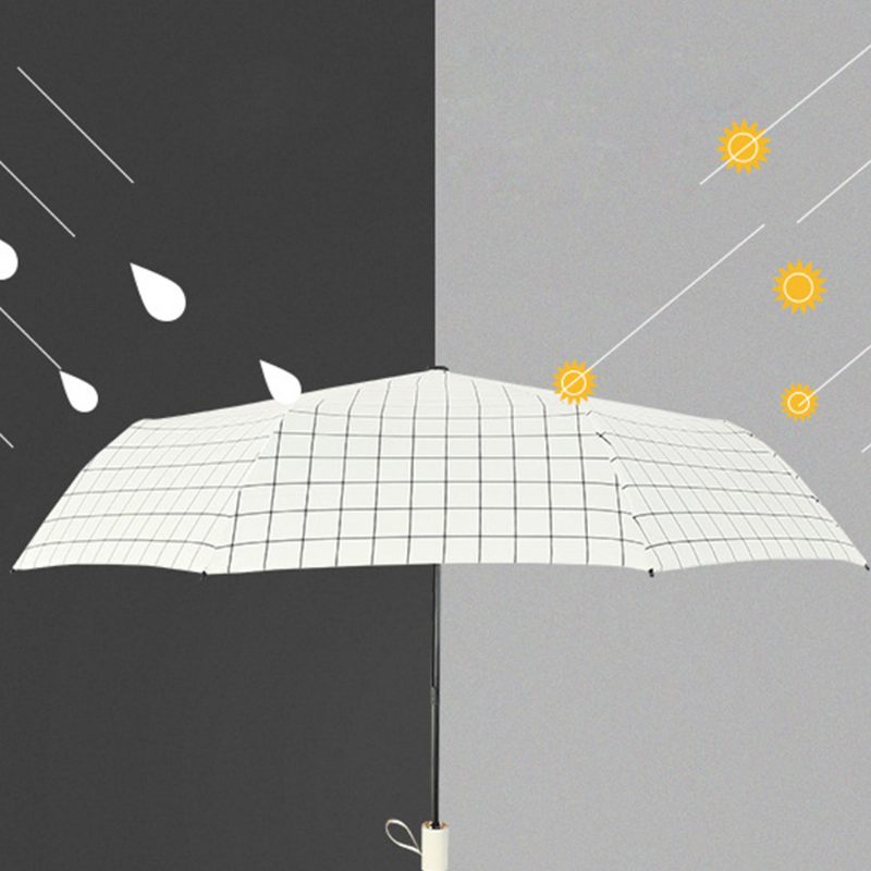 Háromszoros Összecsukható Esernyő Napos Vagy Esős Kombinált Fényvédő Uv-védő Vinil Felülettel
