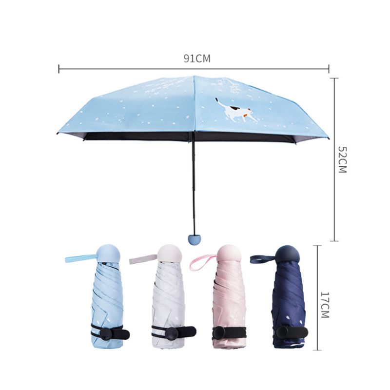 Új Mini Super Light Ötös Összecsukható Esernyő Cseresznye Mintás Napvédő Napernyővel