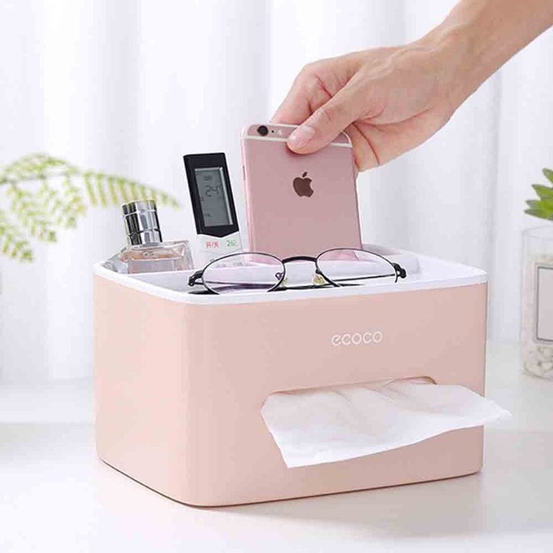 Creative Desktop Storage Tissue Box Multifunkcionális Praktikus Egyszerű Tároló Kétrétegű Kialakítással