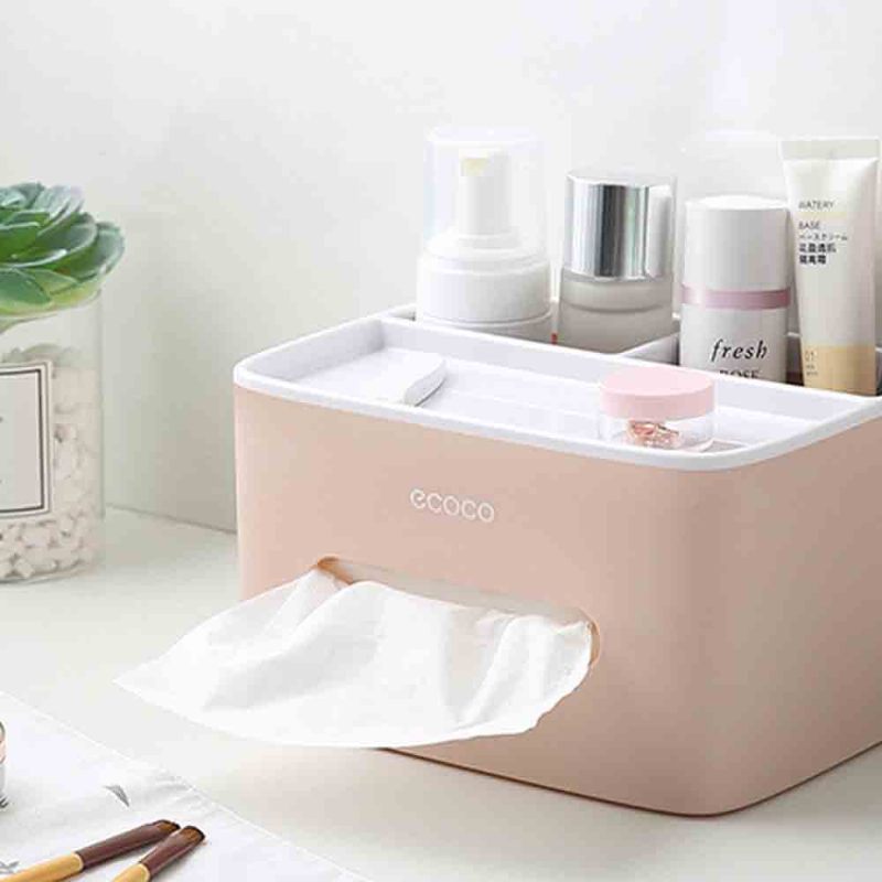 Creative Desktop Storage Tissue Box Multifunkcionális Praktikus Egyszerű Tároló Kétrétegű Kialakítással