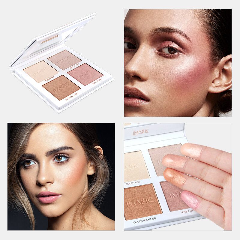 Imagic 4colors Highlighter Powder Palette Shimmer Contouring Highlight Face Bronzer Sminkpúder