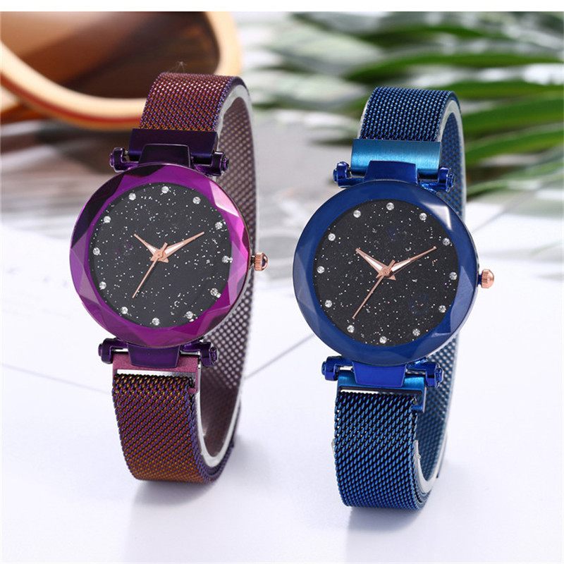 Mágneses Lazy Quartz Watch Határokon Átnyúló Akciós Starry Star Rhinestone Vibrato Sky