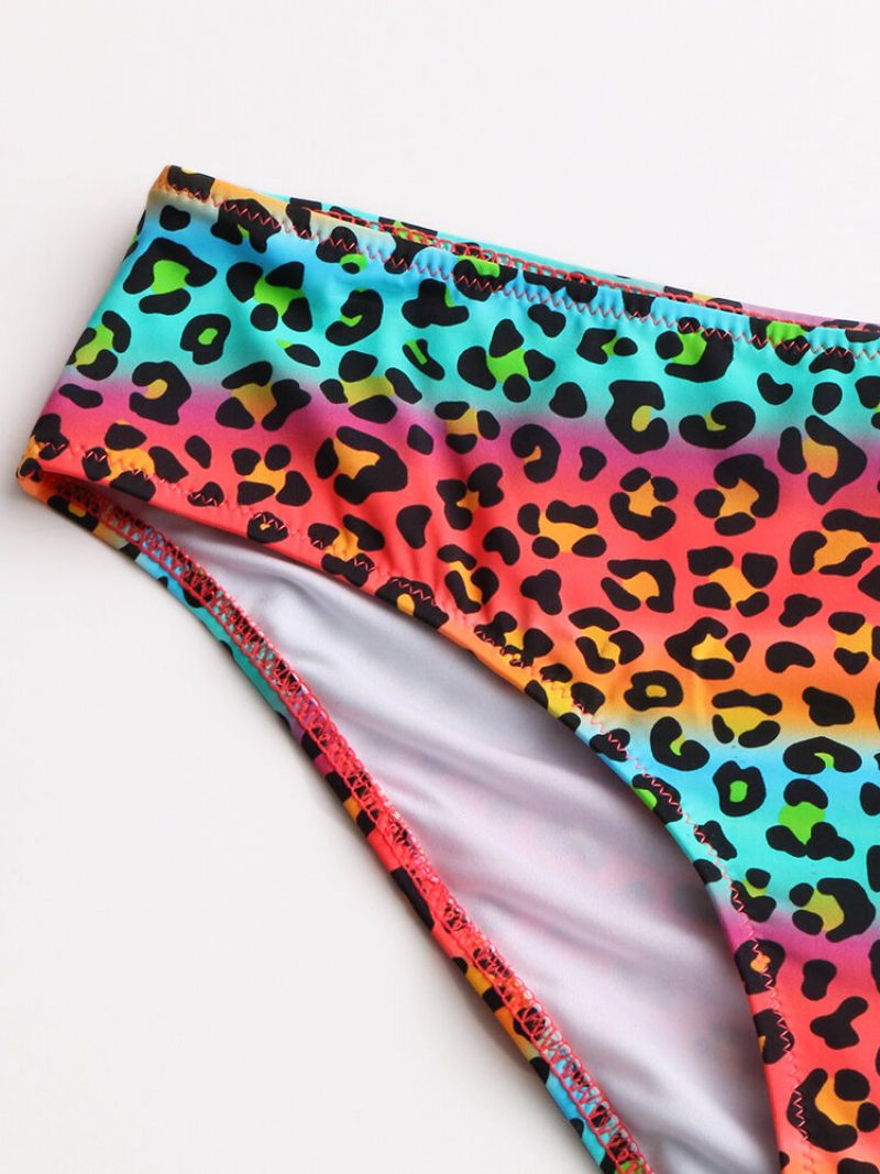 Női Mellény Bikini Leopard Patchwork Elülső Csatos Cipzáras Szexi Fürdőruha