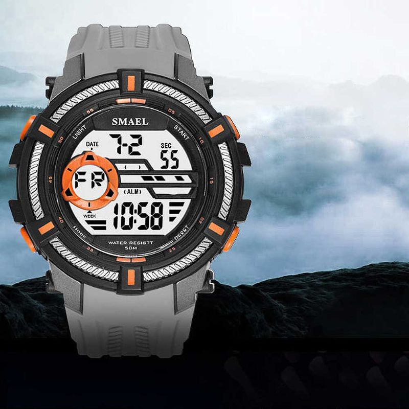 Többfunkciós Smart Electronic Watch Luminous Mode Vízálló Műgyanta Szíjjal