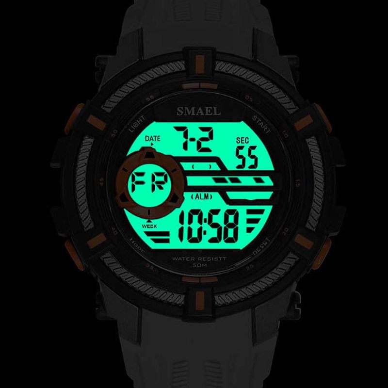 Többfunkciós Smart Electronic Watch Luminous Mode Vízálló Műgyanta Szíjjal