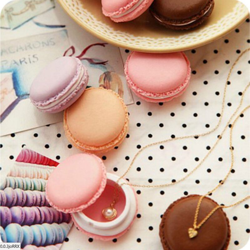 Mini Macaron Box Színes Ékszertároló Doboz Aranyos Szervező Tok Konténer