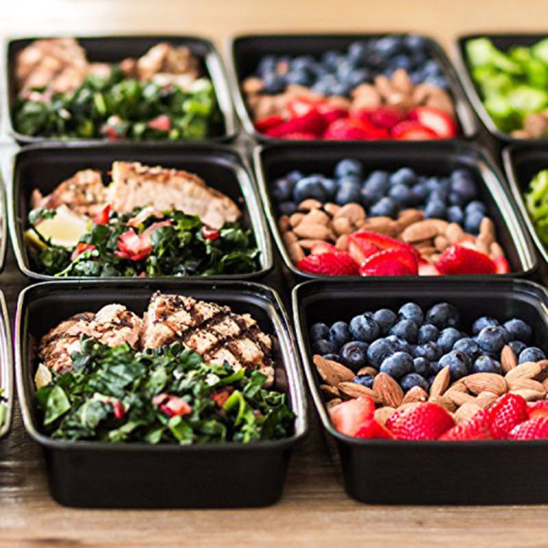 10 Db 24 Unciás Ételkészítő Edények Fedővel Újrafelhasználható Mikrohullámú Sütőben Használható Műanyag Bpa-mentes Ebédlődoboz