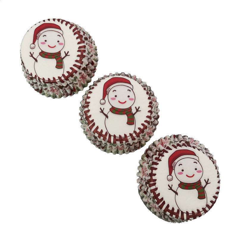 100db Muffin Karácsonyi Hóember Cupcake Csomagoló Papírpoharak Tojás Olajálló Barkács Sütési Dekor