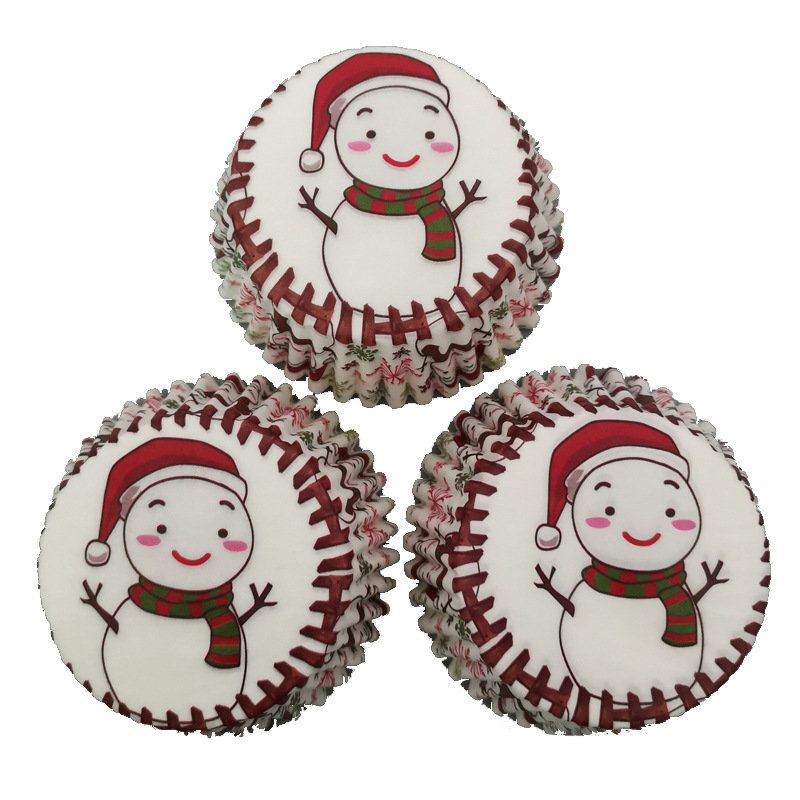 100db Muffin Karácsonyi Hóember Cupcake Csomagoló Papírpoharak Tojás Olajálló Barkács Sütési Dekor