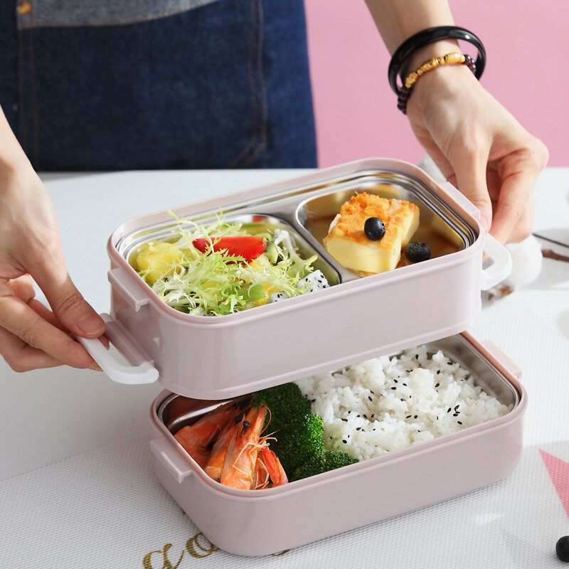 1.6 Literes Nordic Style Bento Box Rozsdamentes Acél Ebédlődoboz Hordozható Szivárgásmentes Sértett Konzerváló Doboz