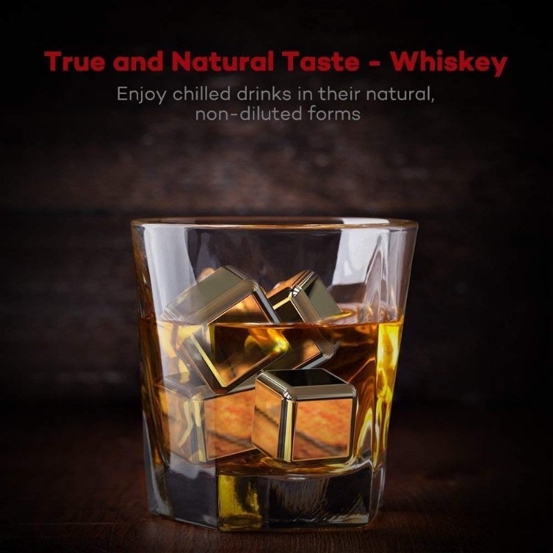 8 Db Whisky Stones Újrafelhasználható Rozsdamentes Acél Jégkocka Készlet Whiskyhez/vodkához/borhoz/sörhöz És Minden Italhoz