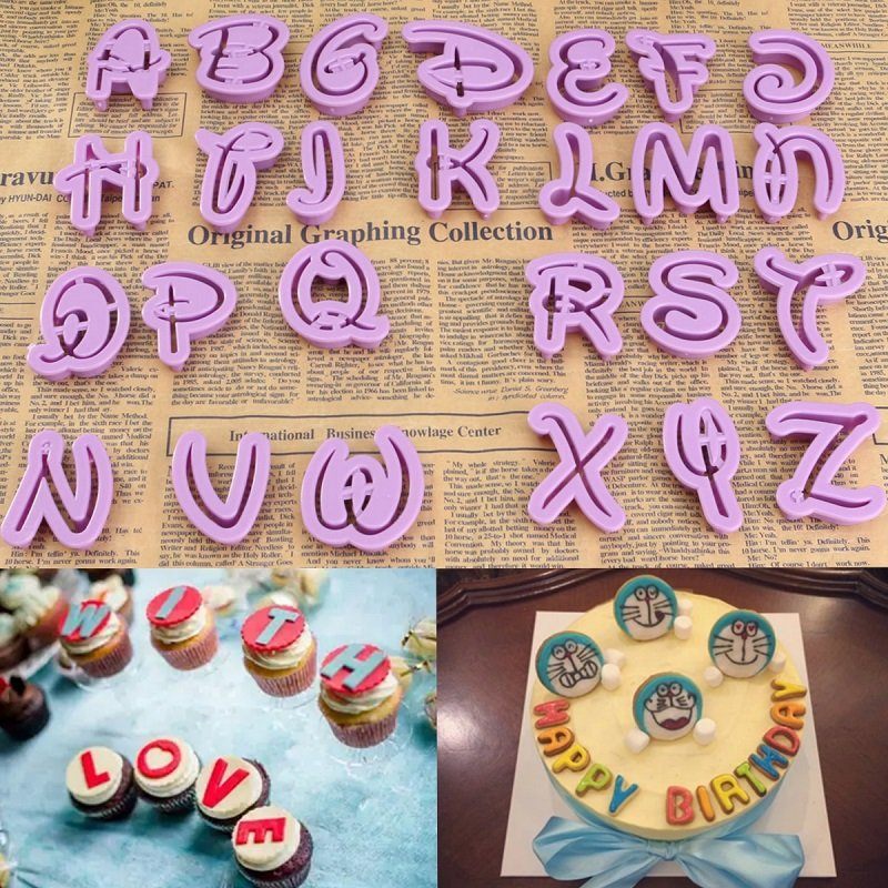 Alphabet Letter Cookies Dombornyomó Vágók Tortadíszítő Fondant Sugarcraft Eszköz