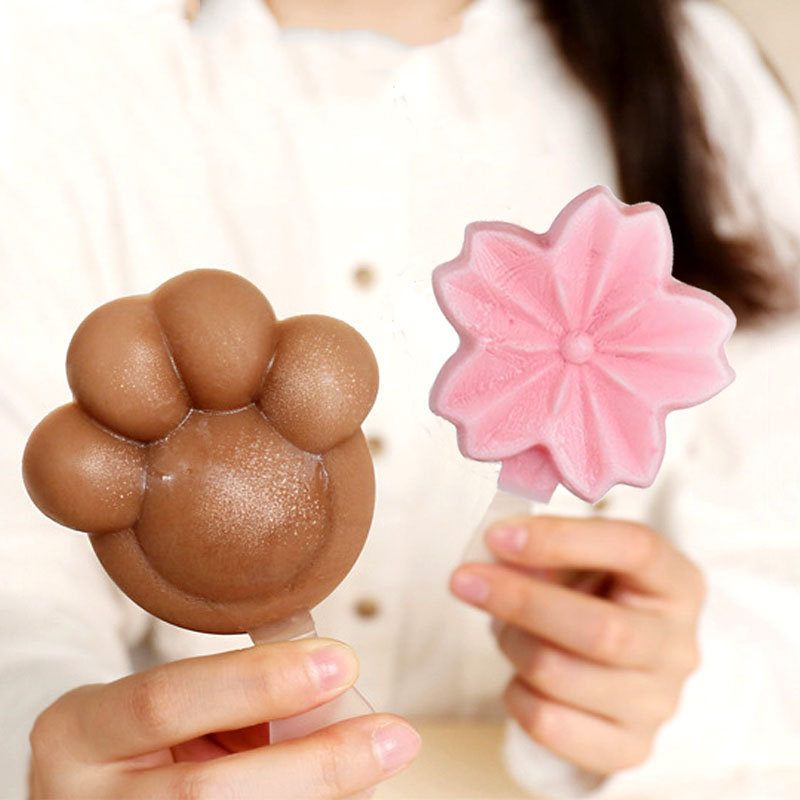 Aranyos Macskakarmok Sakura Cseresznyevirágok Formájú Popsic Fagylalt Készítő Fagyasztott Pop Jeges Jégforma