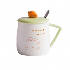 Aranyos Nyúl Kávéscsésze Koreai Változat Fedőlapátos Bögrével Creative Trend Kerámia Csésze