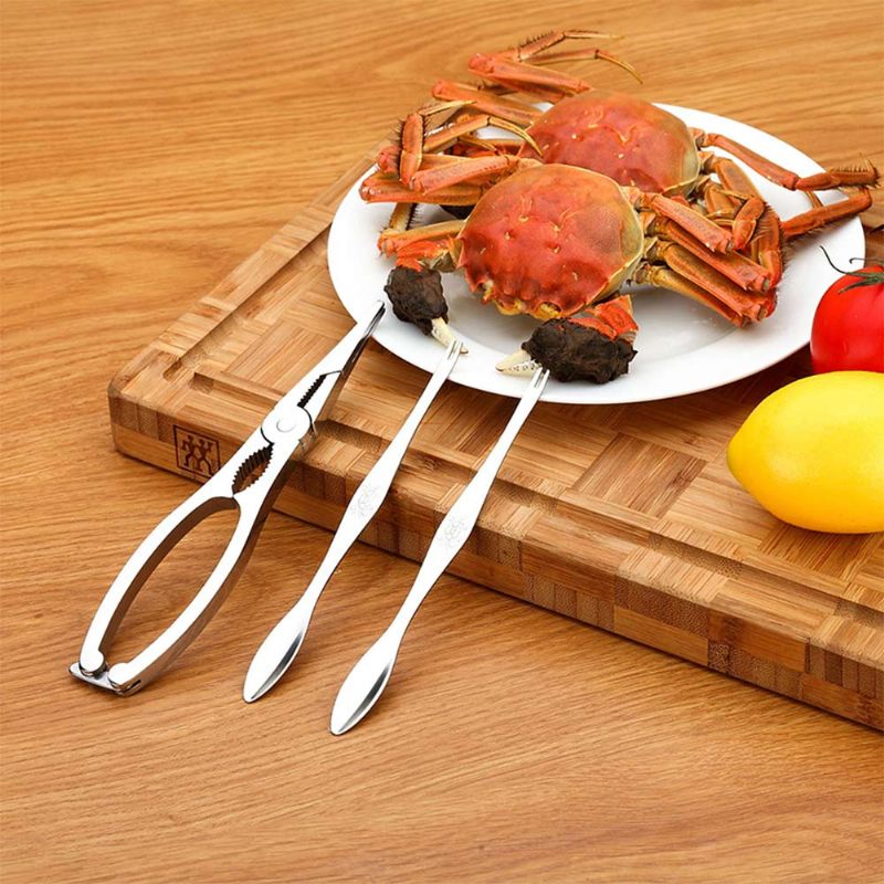 Eating Crab Tool 304 Rozsdamentes Acél Három Részes Öltöny Szőrös Rákláb Étkezési Rák Tű Konyhai Szerszám Ajándékdoboz Csomagolás