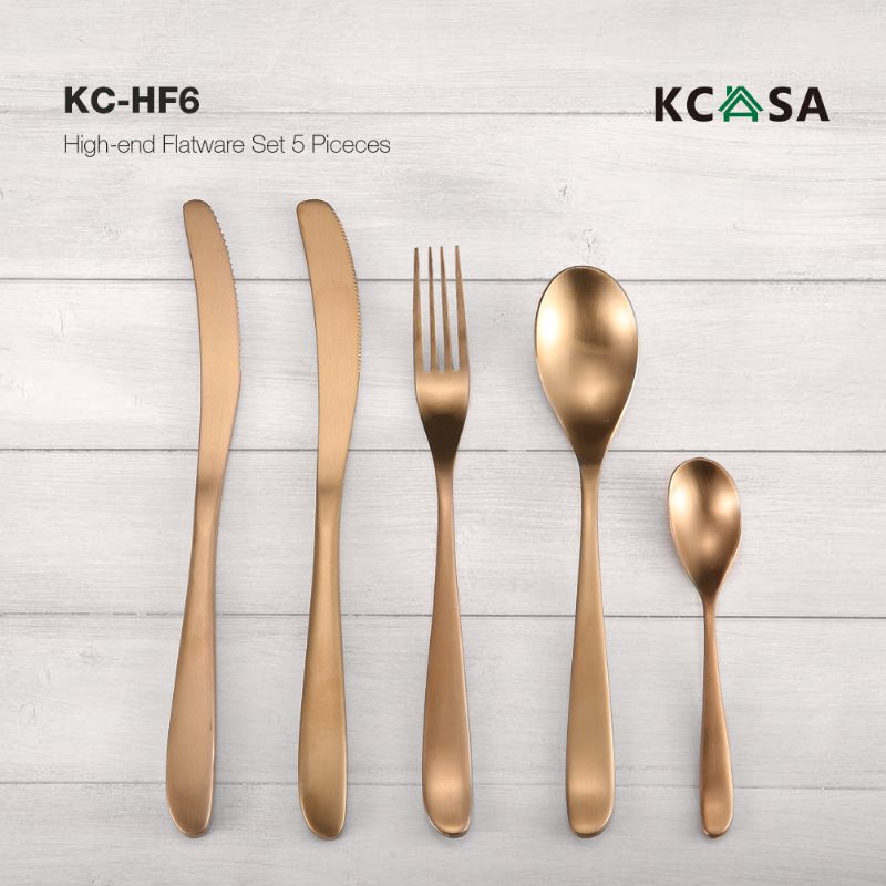 Kcasa Kc-hf6 Csúcskategóriás 420 Stianless Steel 5 Részes Evőeszköz Készlet Meniszkusz Design Étkészlettel